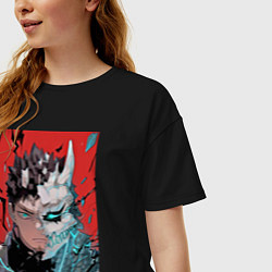 Футболка оверсайз женская Кайдзю номер восемь Кафка Хибино силы обороны, цвет: черный — фото 2