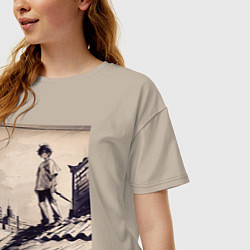 Футболка оверсайз женская 17-years-old kid on the roof, цвет: миндальный — фото 2