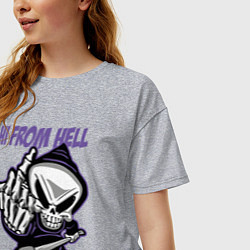 Футболка оверсайз женская Смерть - привет из ада, цвет: меланж — фото 2