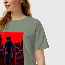 Футболка оверсайз женская Магическая битва Тёсо Манипуляция кровью, цвет: авокадо — фото 2