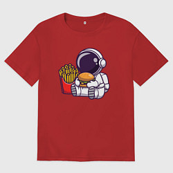 Футболка оверсайз женская Голодный космонавт, цвет: красный