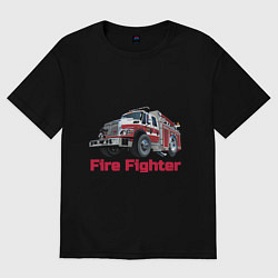 Футболка оверсайз женская Fire fighter, цвет: черный