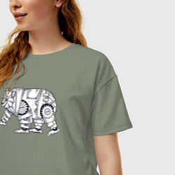 Футболка оверсайз женская Робот медведь, цвет: авокадо — фото 2