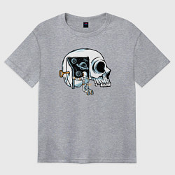 Футболка оверсайз женская Космос в черепной коробке, цвет: меланж