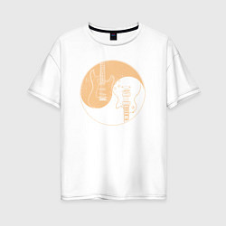 Футболка оверсайз женская Инь ян гитарки, цвет: белый