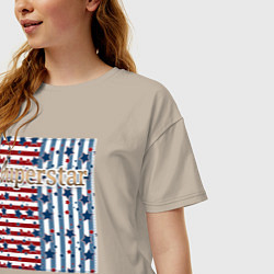 Футболка оверсайз женская Superstar-лоскутный пэчворк, цвет: миндальный — фото 2