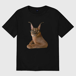 Футболка оверсайз женская Каракет кот Шлепа, цвет: черный