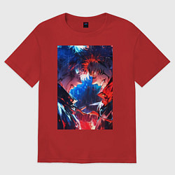 Футболка оверсайз женская Магическая битва Сатору Годзё Сукуна Рёмэн, цвет: красный