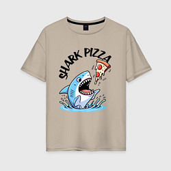 Футболка оверсайз женская Shark pizza - ai art fantasy, цвет: миндальный