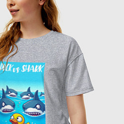 Футболка оверсайз женская Duck vs shark - ai art fantasy, цвет: меланж — фото 2