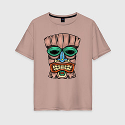 Футболка оверсайз женская Tiki face, цвет: пыльно-розовый