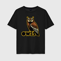 Футболка оверсайз женская Owls, цвет: черный