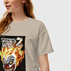 Футболка оверсайз женская Twisted metal 2 - clown head, цвет: миндальный — фото 2