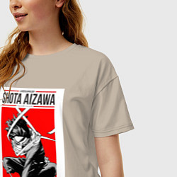 Футболка оверсайз женская Моя геройская академия Сёта Айдзава, цвет: миндальный — фото 2