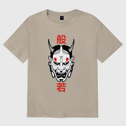 Футболка оверсайз женская Японский демон - Хання, цвет: миндальный