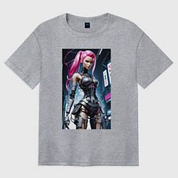 Футболка оверсайз женская Cyber Barbie from future - ai art fantasy, цвет: меланж