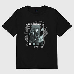 Футболка оверсайз женская Jiyan - Wuthering Waves, цвет: черный
