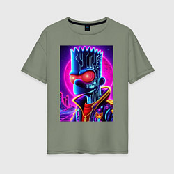 Футболка оверсайз женская Cool Bart Simpson - neon glow, цвет: авокадо