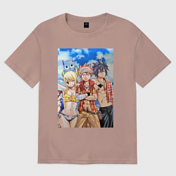 Футболка оверсайз женская Хвост Феи Нацу Драгнил Грей Фуллбастер, цвет: пыльно-розовый