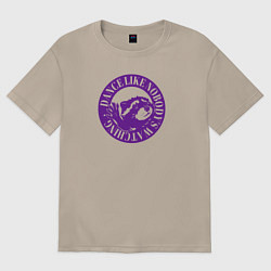 Футболка оверсайз женская Енот танцующий в кругу под педро, цвет: миндальный