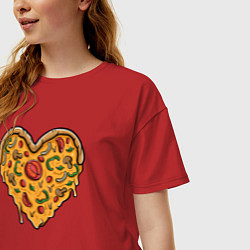 Футболка оверсайз женская Pizza heart, цвет: красный — фото 2