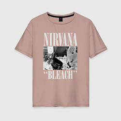 Футболка оверсайз женская Nirvana bleach black album, цвет: пыльно-розовый