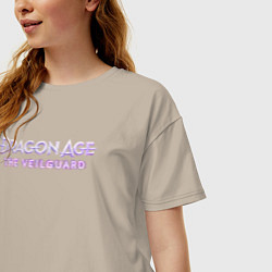 Футболка оверсайз женская Dragon age the veilguard logo, цвет: миндальный — фото 2