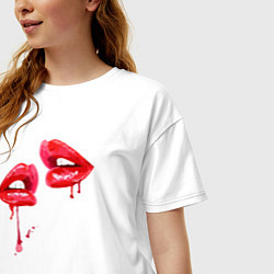 Футболка оверсайз женская Sexy lips, цвет: белый — фото 2