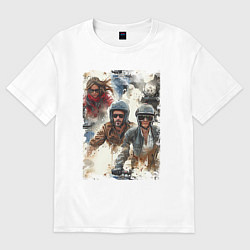 Футболка оверсайз женская Мотокросс -акварель, цвет: белый