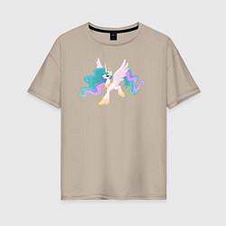 Футболка оверсайз женская Принцесса Селестия из My Little Pony в кино, цвет: миндальный