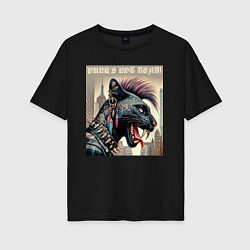 Футболка оверсайз женская Cool panther - punks not dead, цвет: черный