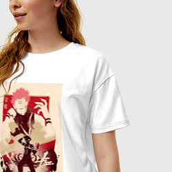 Футболка оверсайз женская Магическая битва Сукуна Рёмэн король арт, цвет: белый — фото 2