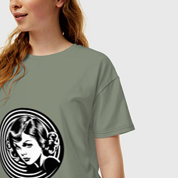 Футболка оверсайз женская Ретро-лицо девушки шестидесятых, цвет: авокадо — фото 2