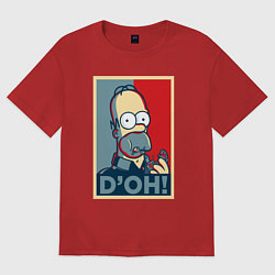 Футболка оверсайз женская Homer with donut, цвет: красный