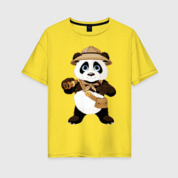 Женская футболка оверсайз Веселая панда следопыт