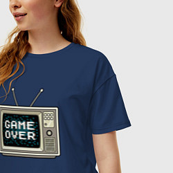 Футболка оверсайз женская Game over tv, цвет: тёмно-синий — фото 2