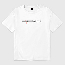 Футболка оверсайз женская Катана самурая - японский стиль, цвет: белый