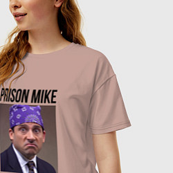 Футболка оверсайз женская Prison mike Michael Scott - офис, цвет: пыльно-розовый — фото 2