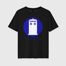 Футболка оверсайз женская Blue tardis, цвет: черный