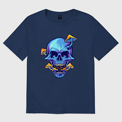 Футболка оверсайз женская Череп с грибочками, цвет: тёмно-синий
