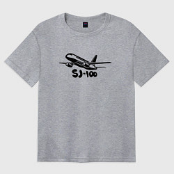 Женская футболка оверсайз Сухой Суперджет 100 черный с надписью