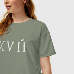 Футболка оверсайз женская Римские цифры, цвет: авокадо — фото 2