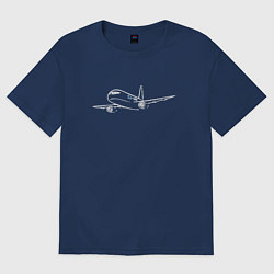 Футболка оверсайз женская Суперджет-100 белый, цвет: тёмно-синий