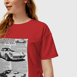Футболка оверсайз женская Chevrolet Corvette, цвет: красный — фото 2