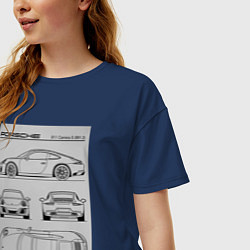 Футболка оверсайз женская Porsche 911 гоночный автомобиль, цвет: тёмно-синий — фото 2