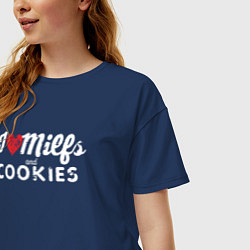 Футболка оверсайз женская Milf and cookies милфа, цвет: тёмно-синий — фото 2