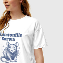 Футболка оверсайз женская Бобер курва крыса рататуй, цвет: белый — фото 2