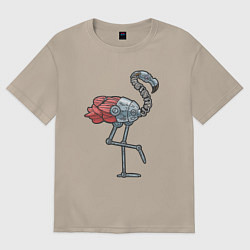 Футболка оверсайз женская Робот фламинго, цвет: миндальный