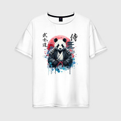 Футболка оверсайз женская Panda - bushido samurai code, цвет: белый