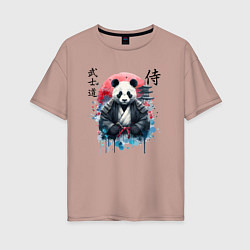 Футболка оверсайз женская Panda - bushido samurai code, цвет: пыльно-розовый
